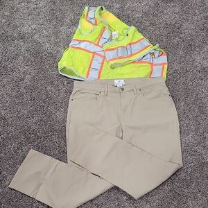 Southern Tide Tan Pants with Neon Yellow Mesh